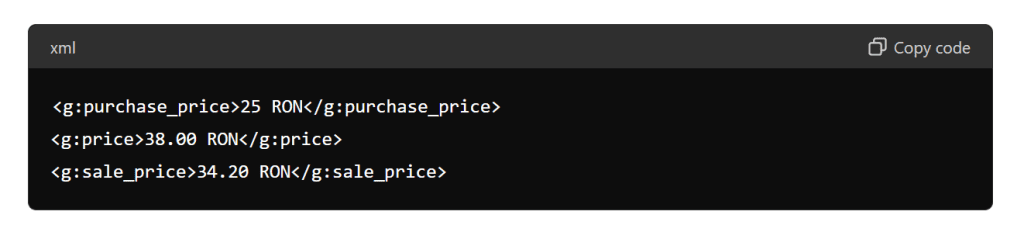 XML Feed example for profit margin formula | TRUDA.IO