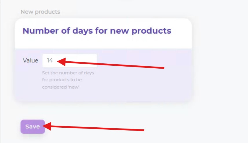 Setting new products number of days | TRUDA.IO